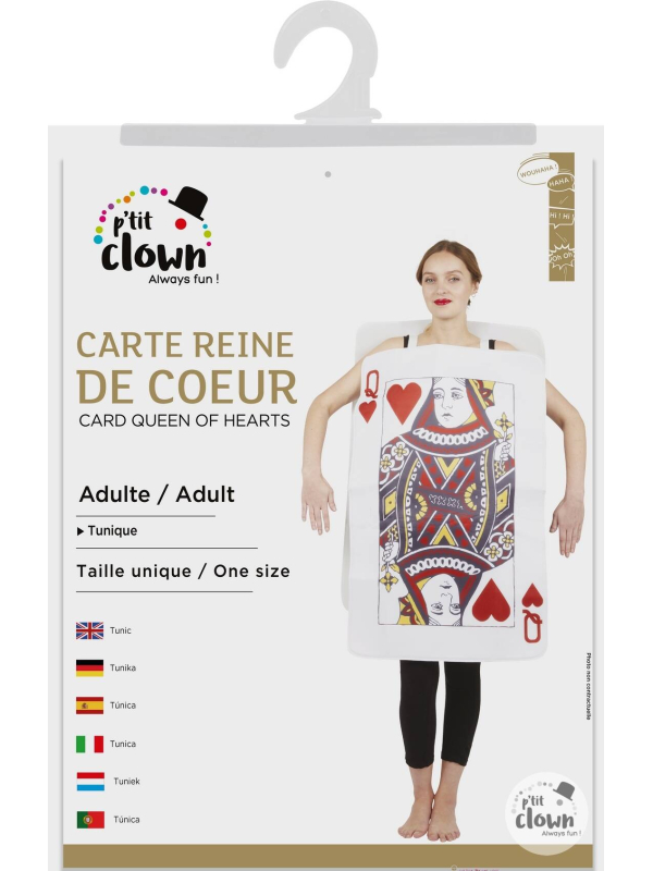 Déguisement carte reine de cœur – Tabard en mousse imprimé