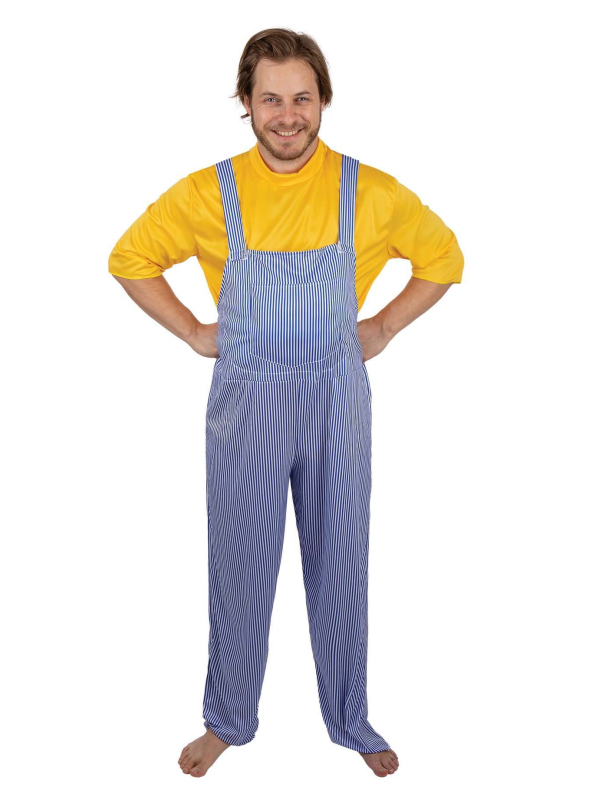 Déguisement de Coluche pour adulte - Salopette bleue et T-Shirt Jaune