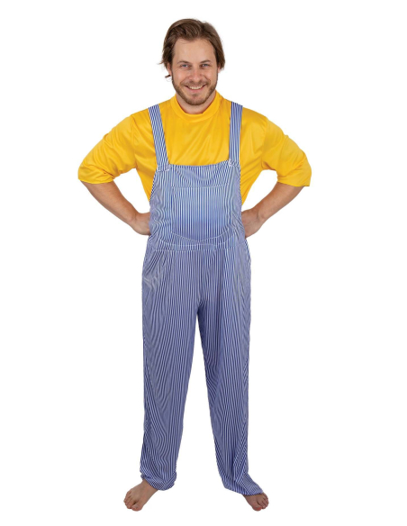 Déguisement de Coluche pour adulte - Salopette bleue et T-Shirt Jaune