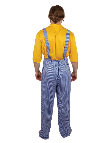 Déguisement de Coluche pour adulte - Salopette bleue et T-Shirt Jaune
