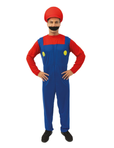 Déguisement du Plombier Mario rouge et bleu adulte du XS au XXL