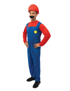 Déguisement du Plombier Mario rouge et bleu adulte du XS au XXL 2