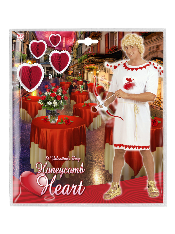 Coeur rouge en nid d'abeille Ø 25 cm - Décoration Saint-Valentin & Mariage