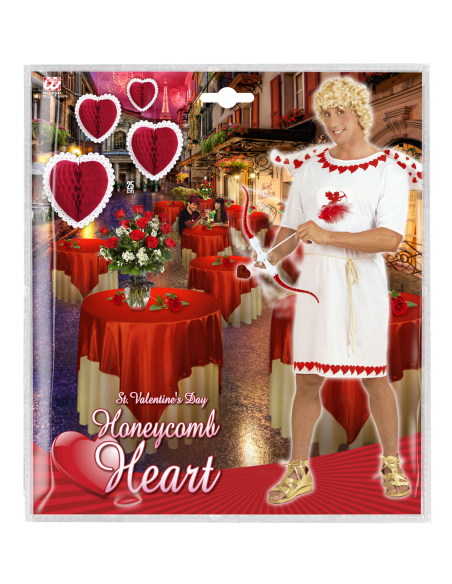 Coeur rouge en nid d'abeille Ø 25 cm - Décoration Saint-Valentin & Mariage