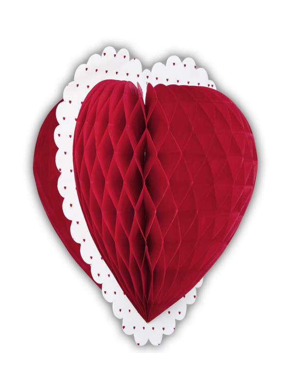 Coeur rouge en nid d'abeille Ø 25 cm - Décoration Saint-Valentin & Mariage