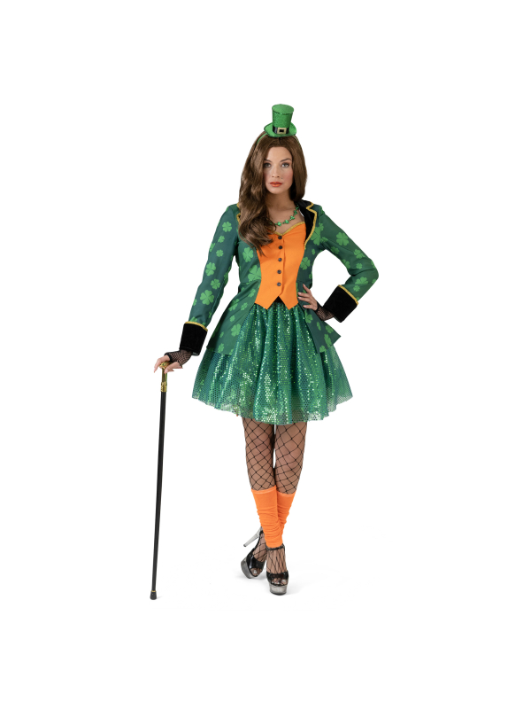 Veste queue de pie femme avec trèfles pour la Saint-Patrick
