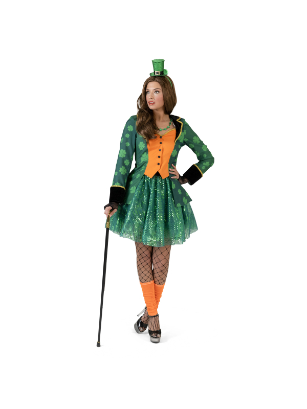 Veste queue de pie femme avec trèfles pour la Saint-Patrick