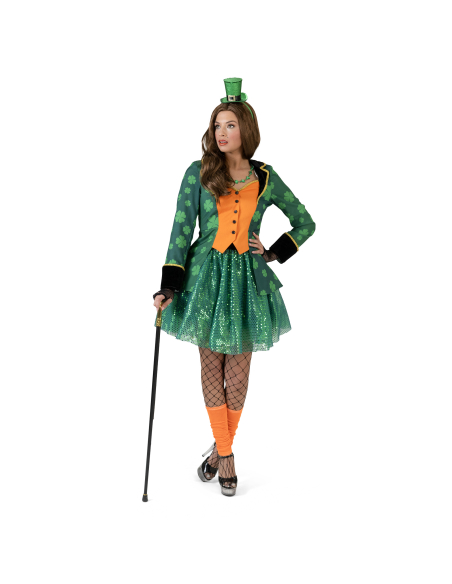 Veste queue de pie femme avec trèfles pour la Saint-Patrick