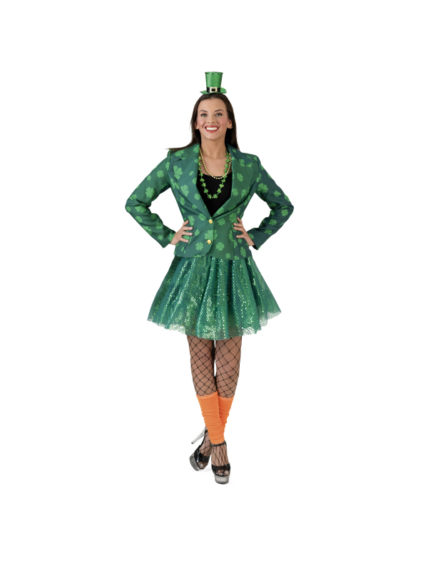 Veste verte Saint-Patrick femme avec trèfles