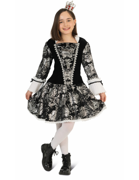 Déguisement Baroque fillette en broquart noir et argent