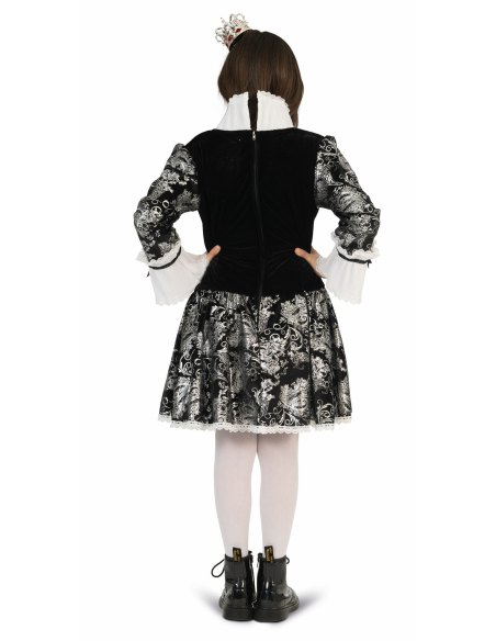 Déguisement Baroque fillette en broquart noir et argent