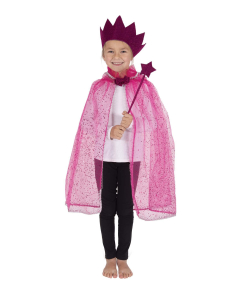 Set Princesse Rose Enfant : Cape à Capuche Scintillante, Couronne & Baguette Magique