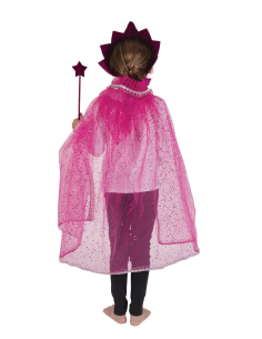 Set Princesse Rose Enfant : Cape à Capuche Scintillante, Couronne & Baguette Magique 2