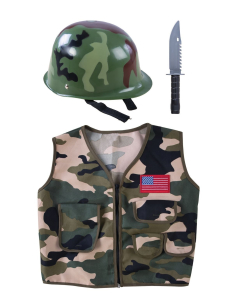 Set militaire enfant avec casque et couteau factice