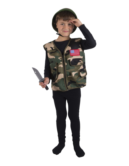 Set militaire enfant avec casque et couteau factice