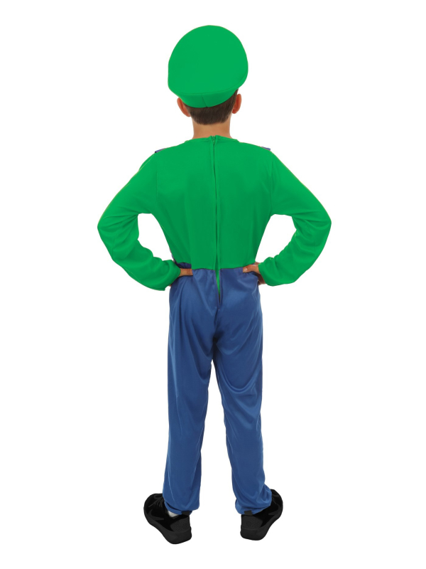 Déguisement de Plombier Luigi vert et bleu pour enfant