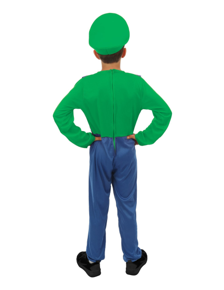 Déguisement de Plombier Luigi vert et bleu pour enfant
