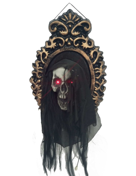 Miroir hanté avec tête rebondissante animée – Décoration d'Halloween effrayante