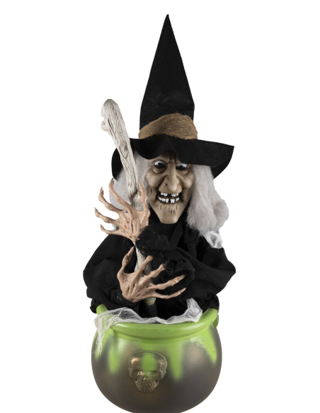 Sorcière animée avec chaudron - Décoration Halloween Interactive