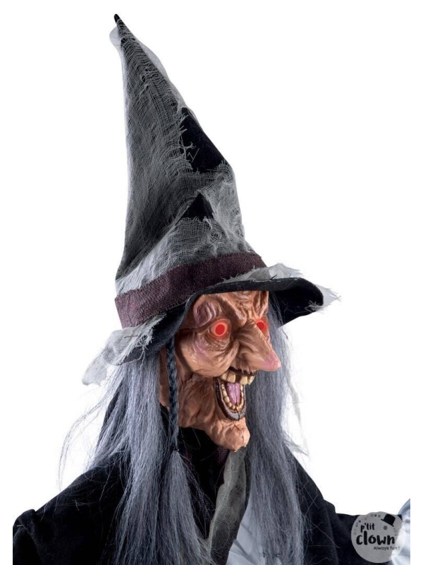 Décoration Halloween - Sorcière animée 140 cm à suspendre
