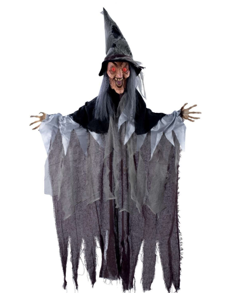 Décoration Halloween - Sorcière animée 140 cm à suspendre