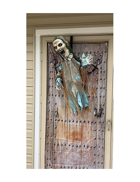 Zombie animé avec rideau de porte - à suspendre - sonore, lumineux