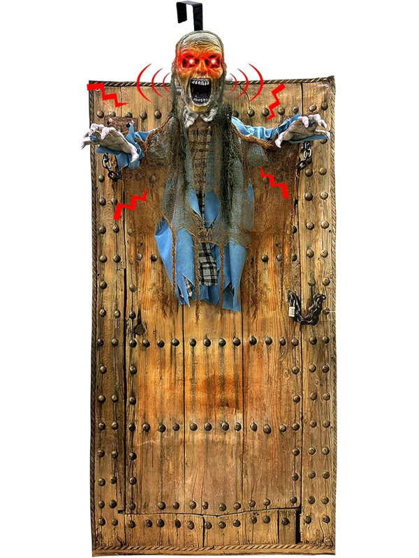 Zombie animé avec rideau de porte - à suspendre - sonore, lumineux