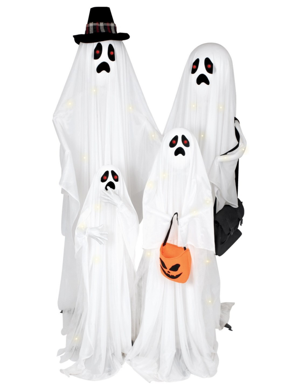 Famille de 4 fantômes - sonore, lumineux - 160cm - Décoration Halloween