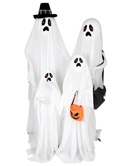 Famille de 4 fantômes - sonore, lumineux - 160cm - Décoration Halloween