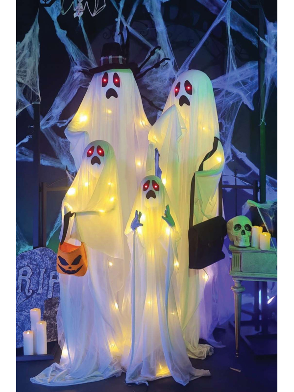 Famille de 4 fantômes - sonore, lumineux - 160cm - Décoration Halloween