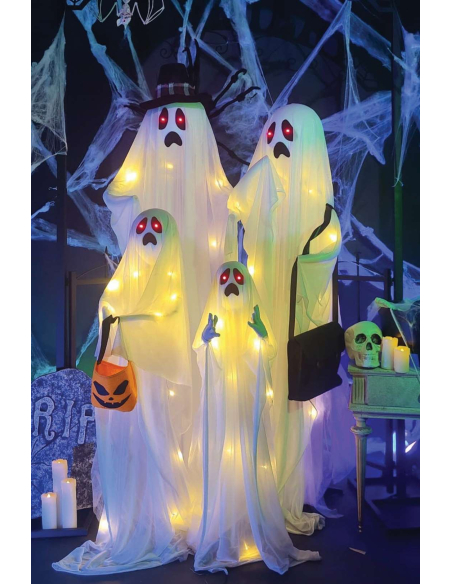 Famille de 4 fantômes - sonore, lumineux - 160cm - Décoration Halloween