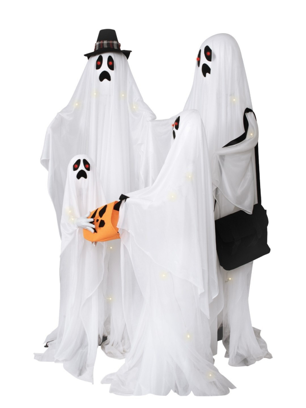 Famille de 4 fantômes - sonore, lumineux - 160cm - Décoration Halloween