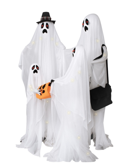 Famille de 4 fantômes - sonore, lumineux - 160cm - Décoration Halloween