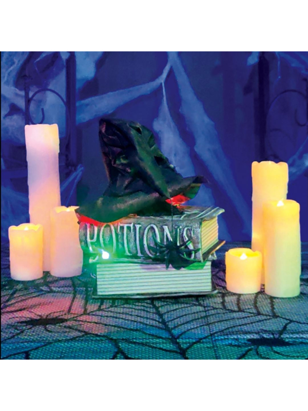 Chapeau de Sorcière Animé sur Livres Grimoires - Décoration Halloween