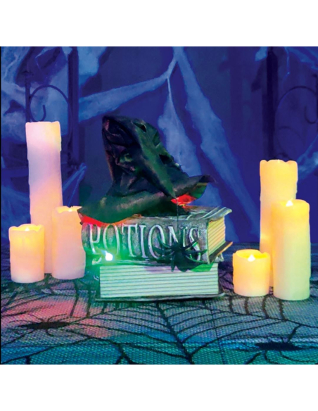 Chapeau de Sorcière Animé sur Livres Grimoires - Décoration Halloween
