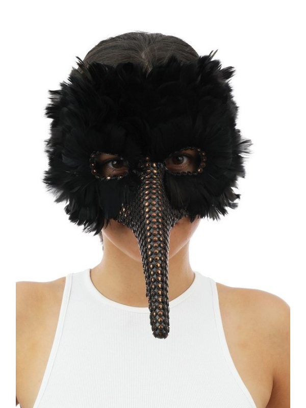 Masque Vénitien à plumes au long nez - Médecin de la peste