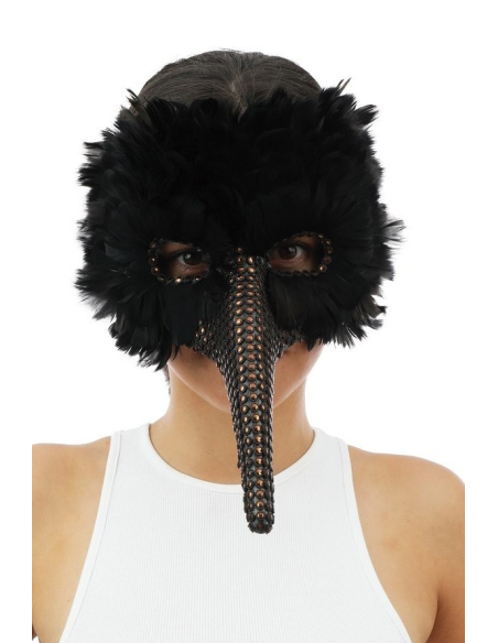 Masque Vénitien à plumes au long nez - Médecin de la peste