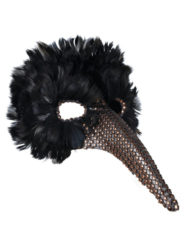 Masque Vénitien à plumes au long nez - Médecin de la peste