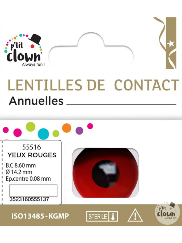 Lentilles de Contact Annuelles Yeux Rouges - Effet Terrifiant pour Halloween