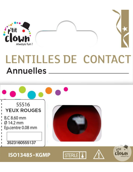 Lentilles de Contact Annuelles Yeux Rouges - Effet Terrifiant pour Halloween