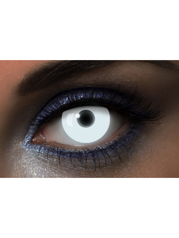 Lentilles Fantaisie Annuelles UV Réactives - Blanc : Transformez Votre Regard avec un Effet Lumineux !