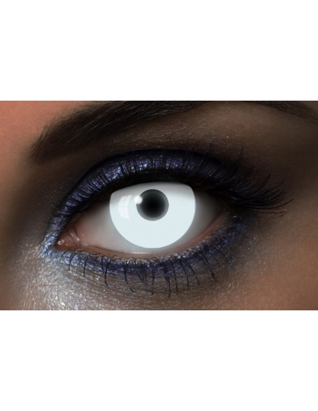 Lentilles Fantaisie Annuelles UV Réactives - Blanc : Transformez Votre Regard avec un Effet Lumineux !