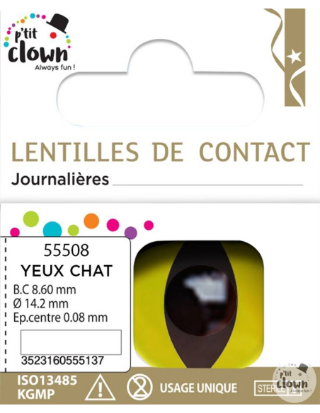 Lentilles Fantaisie Journalières - Œil de Chat Jaune