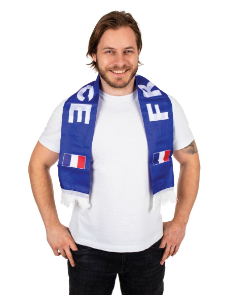 Écharpe France - Bleu, Blanc, Rouge pour Supporters en Tissu - 130 cm