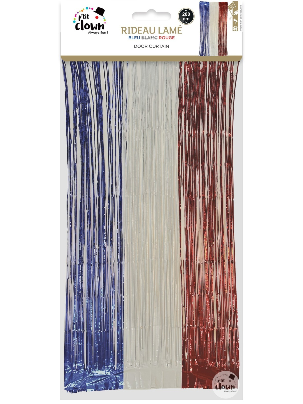 Rideau lamé bleu blanc rouge 1 x 2 m – Déco France & fan zone