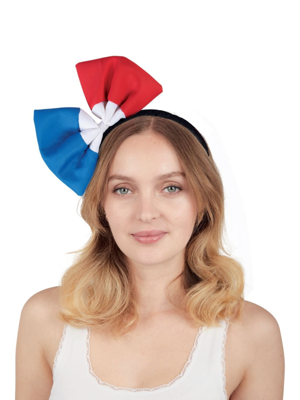 Serre-tête nœud papillon - bleu, blanc, rouge France