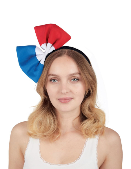 Serre-tête nœud papillon - bleu, blanc, rouge France