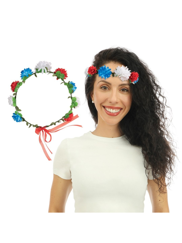 Couronne de fleurs - bleu, blanc, rouge France
