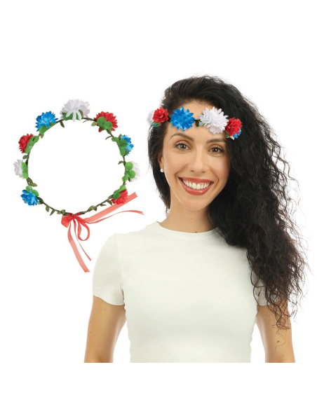 Couronne de fleurs - bleu, blanc, rouge France