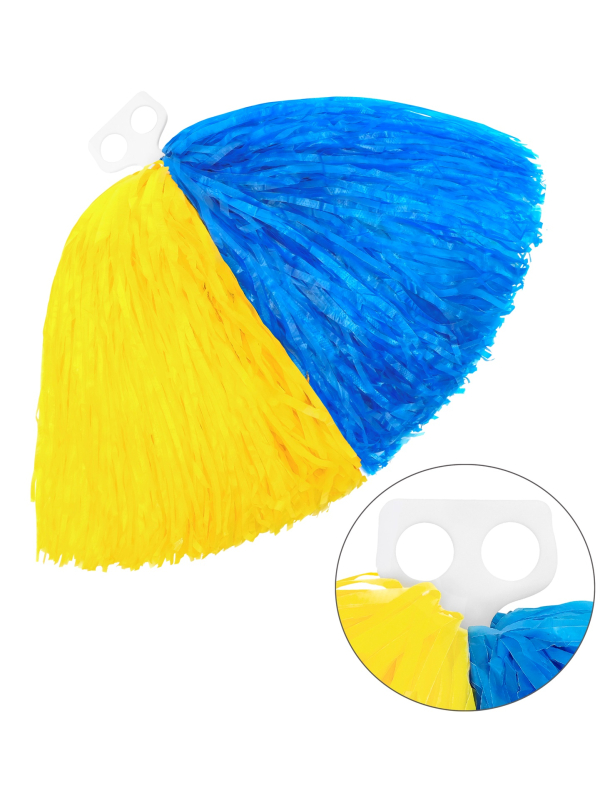 Paire de Pom poms de majorette jaune et bleu
